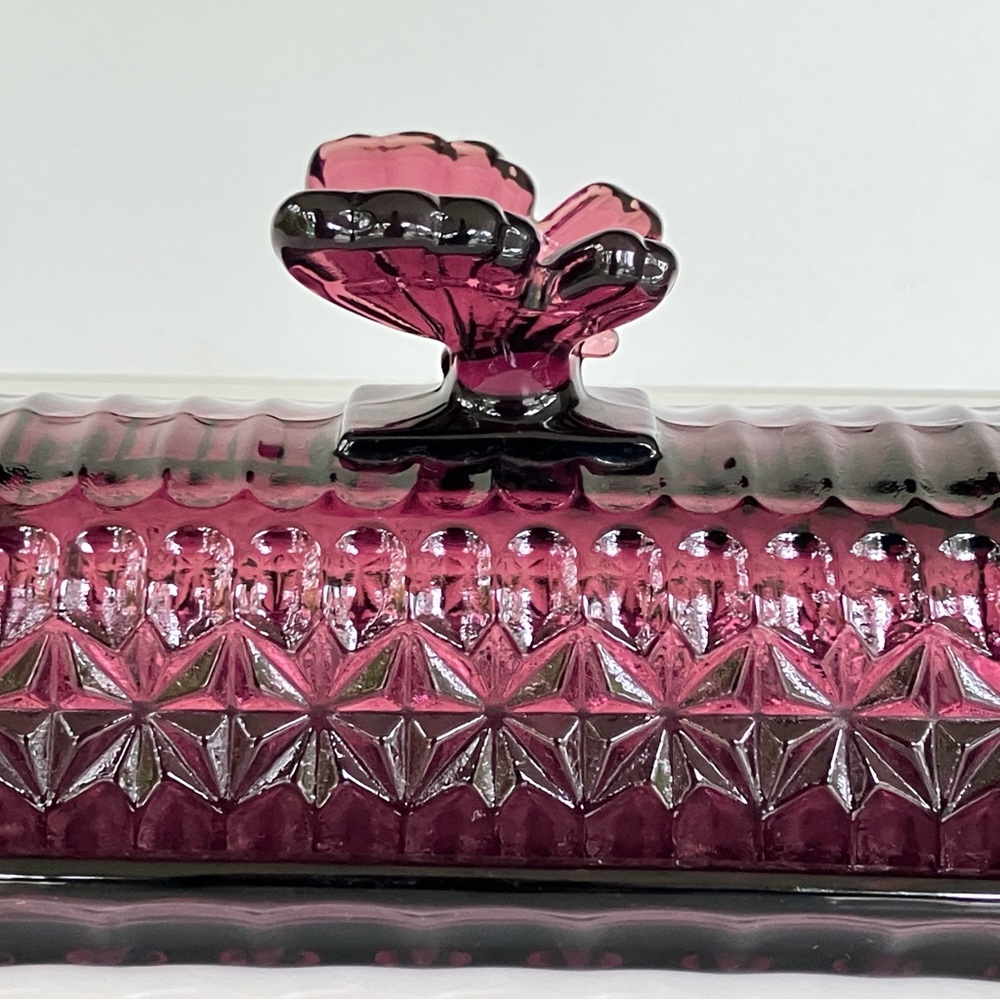 Circleware Plum Purple Amethyst Butterfly Butter Dish - Picture 4 of 16